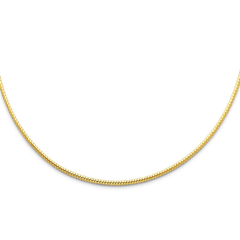 14K Yellow Gold  2mm Sparkle Omega Necklace - 17"